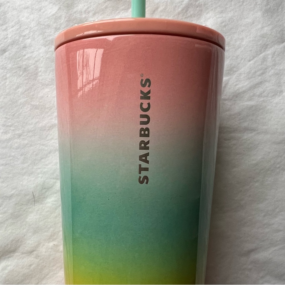 NWT Starbucks 2019 Summer Collection Stainless Steel Rainbow Ombré Tumbler 20oz - Picture 2 of 5